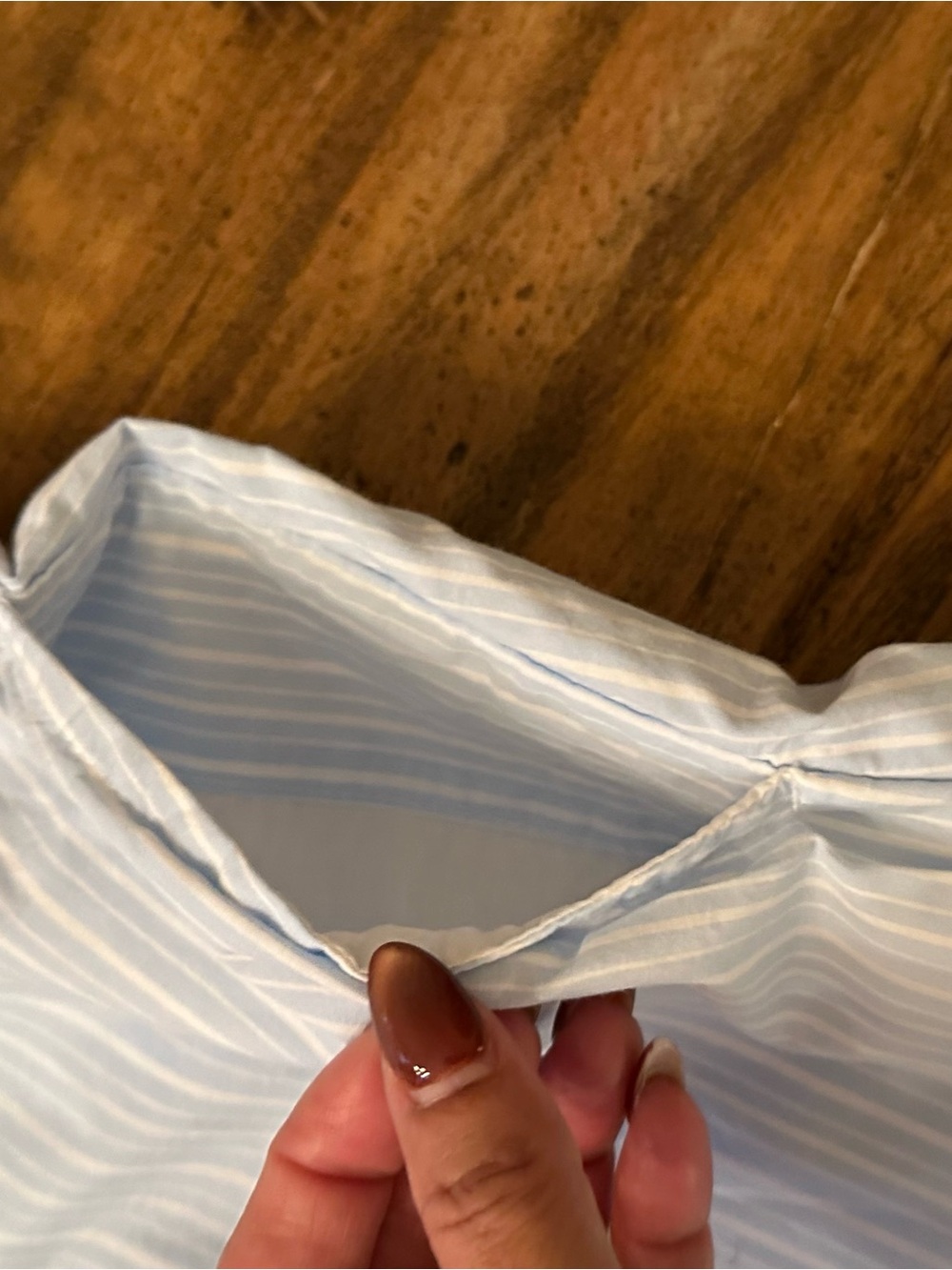 a new day Light Blue and White Pinstripe V-Neck Mini Dress - Picture 6 of 8